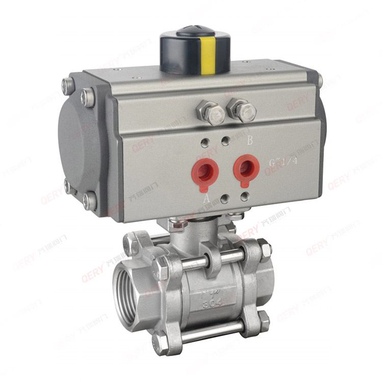 气动三片式丝扣球阀