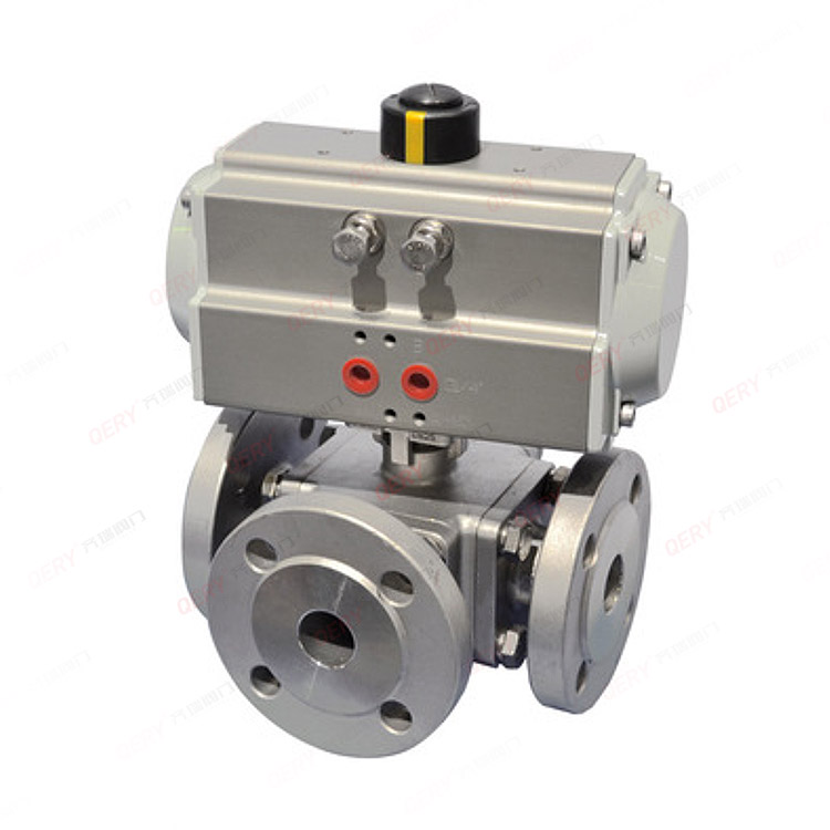 气动三通法兰球阀